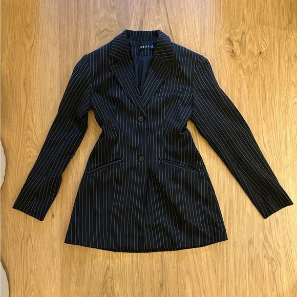 Lioness Navy Pinstripe Women's Blazer Dress - Picture 1 of 5